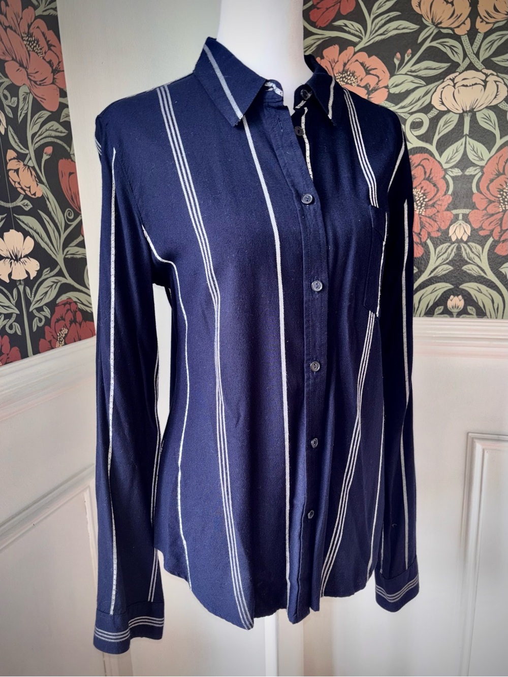 🧨SALE 4th OF JULY🧨 Sanctuary Navy Stripe Button Front Blouse Coastal Chic Style